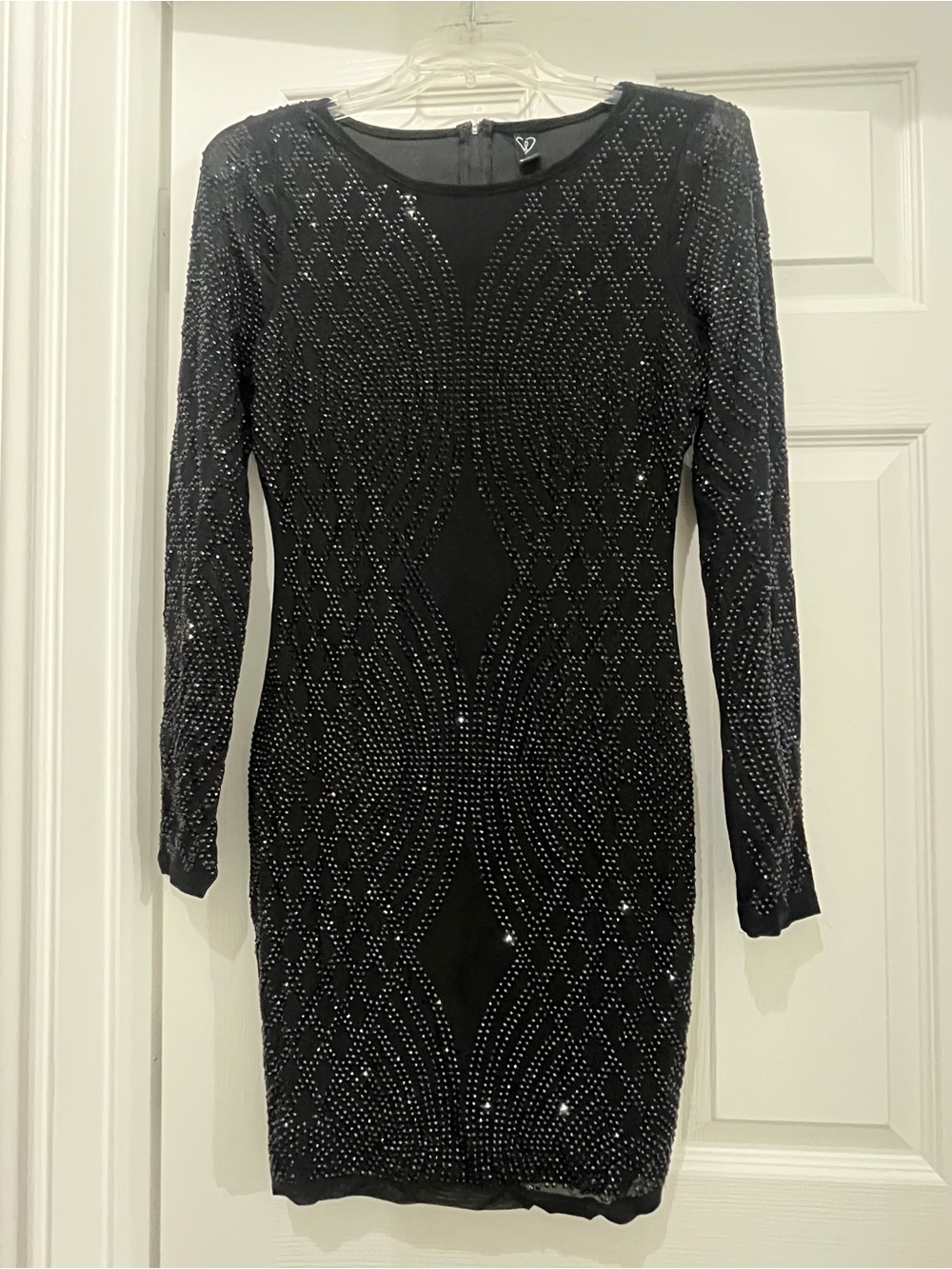 Theresa Heat Of The Moment Windsor Black Long-Sleeve Beaded Dress